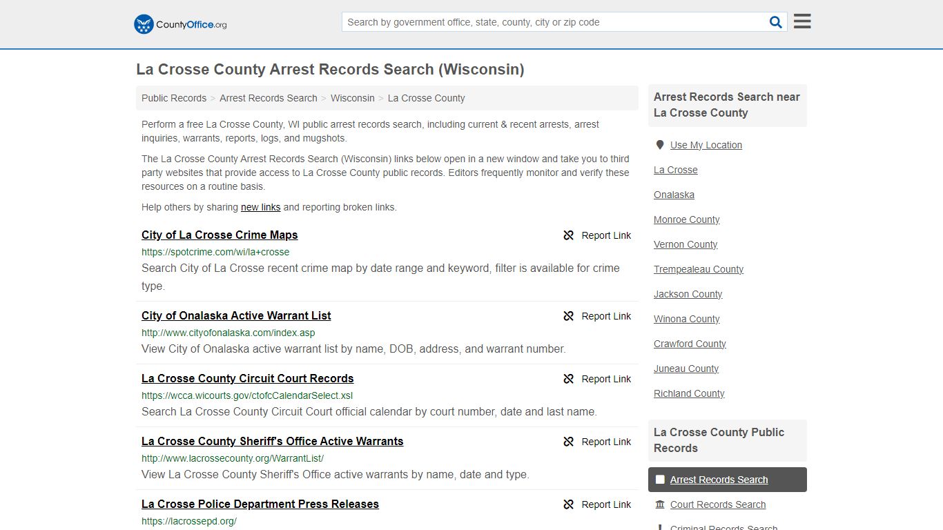 La Crosse County Arrest Records Search (Wisconsin)