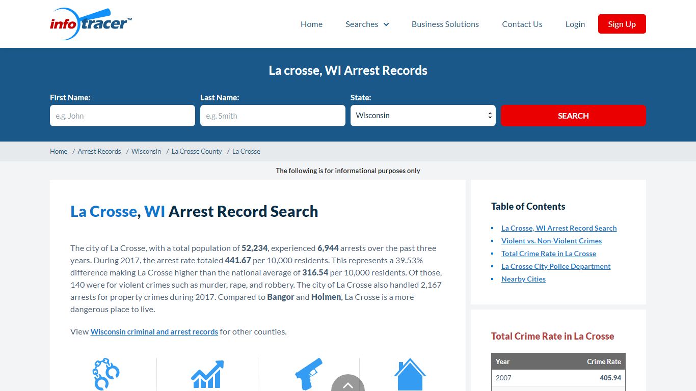 Search La Crosse, WI Arrest Records Online - InfoTracer